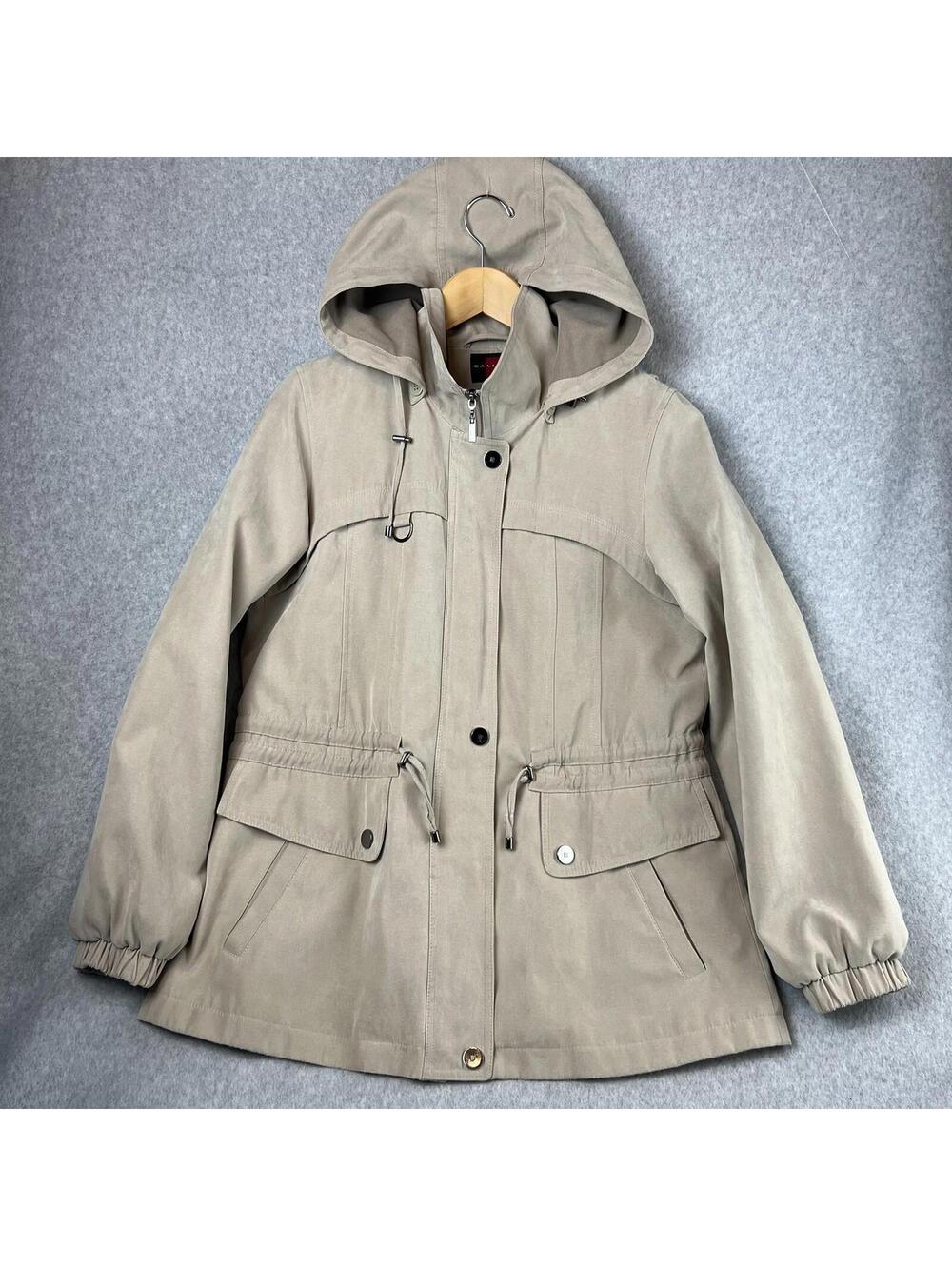 Gallery Light Coat Zip Detachable Hood Jacket Womens S